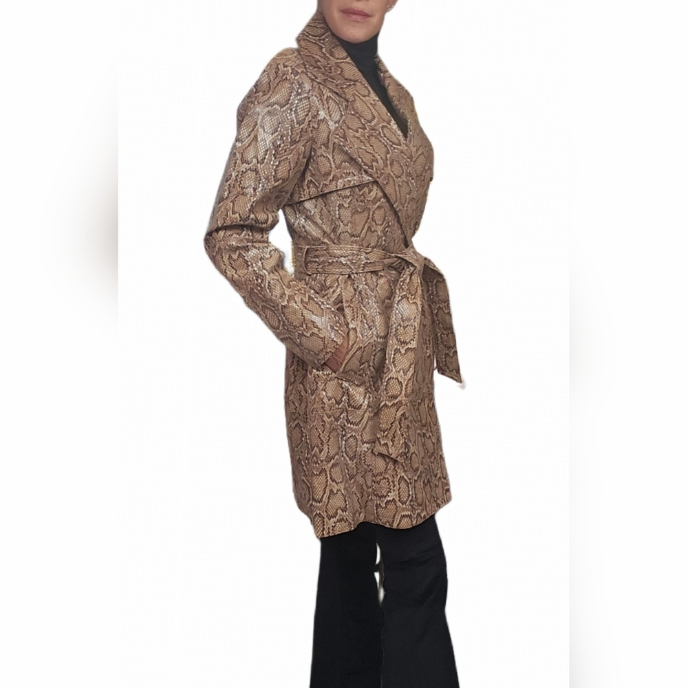 Specialneiman Marcus Tan Leather Belted Python Pr… - image 5